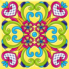 Mexican talavera ceramic tile pattern.