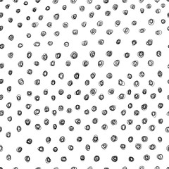 Hand drawing black-and-white polka dot pattern