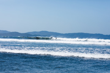 Fototapeta na wymiar Surfer surfen in den Wellen des Ozeans
