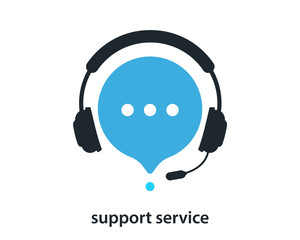 Support service with headphones. Customer Support Icon. Consultation, telemarketing, consultant, secretary - obrazy, fototapety, plakaty