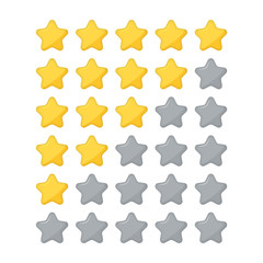 Star rating flat icon for apps and websites. Five stars customer product rating review. Rate design. Vector five star