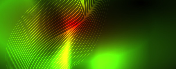 Shiny neon lines techno magic futuristic background, magic energy space light concept, abstract background wallpaper design