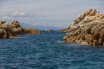Fototapeta na wymiar Costa Smeralda seascape with rocks, Sardinia island, Italy