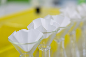 The study Separating by filtration the component substances from liquid mixture in Lab. 