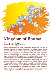 Flag of Bhutan, Kingdom of Bhutan. Template for award design, an official document with the flag of Bhutan. Bright, colorful vector illustration for graphic and web design.