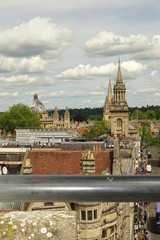 Aerial views over the historic English city of Oxford - Oxfordshire, England, UK