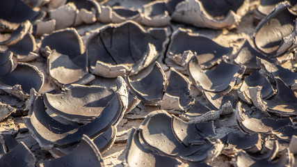 Details of the cracked earth drought close up