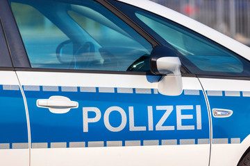german blue police car sign