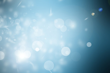 white bokeh blur background / Circle light on blue background / abstract light background