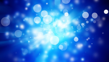 white bokeh blur background / Circle light on blue background / abstract light background