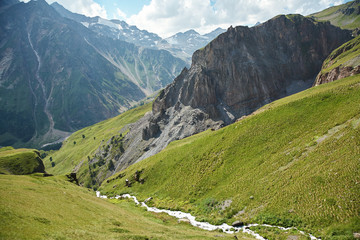 Fototapeta na wymiar scenic alpine landscape with mountain and river