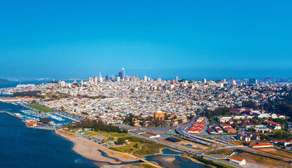 Obraz premium Downtown San Francisco aerial view of skyscrapers