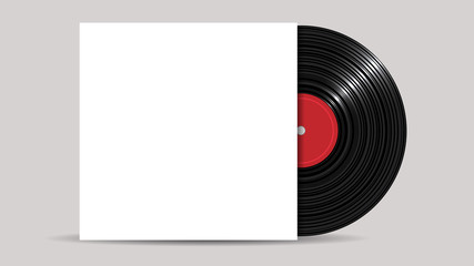 Vinyl Record with Cover Mockup, realistic style