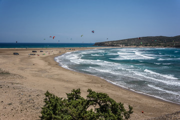 Wide angle view to Prasonisi on Rhodes island, Greece