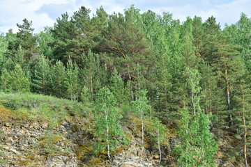 River flowing near the mountain.