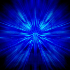 Obraz premium Blue rays of light shine from the center