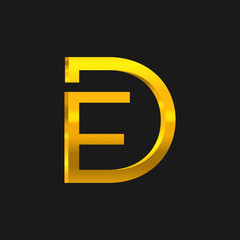 DF letter gold gradient logo design vector illustration template