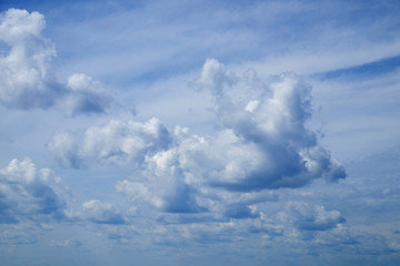 background white fluffy clouds high in the sky