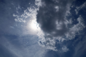 background white fluffy clouds high in the sky