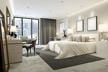 Fototapeta 3d render modern hotel room obraz