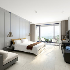 3d render modern hotel room