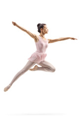 Fototapeta na wymiar Female ballerina performing a jump
