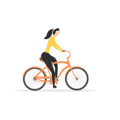 Fototapeta premium Girl riding a bike isolated on white background. Vector illustration.
