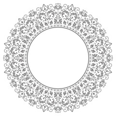 Decorative frame Elegant vector element for design in Eastern style, place for text. Floral grey border. Lace illustration for invitations and greeting cards