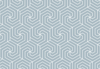 Abstract geometric pattern with stripes, lines. Seamless vector background. White and blue ornament. Simple lattice graphic design