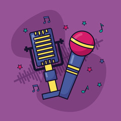 retro microphone sound music colorful background
