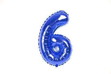 Golden foil number party balloon isolated on white background