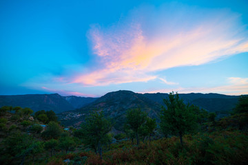 sunset in the hot desert of sharm