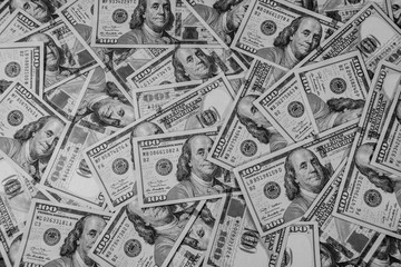 Background of the many american one hundred dollar banknotes