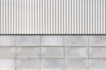 Galvanized fence and Cement block wall texture and seamless background
