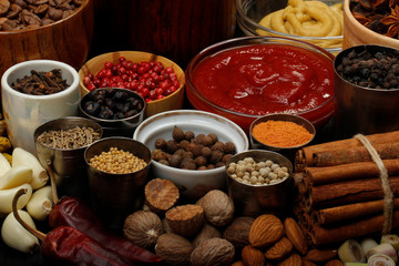 different spices background