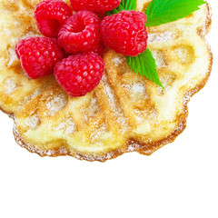 Himbeeren und Waffeln