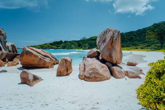 Grand L Anse most unknown but nice beach at La Digue, Seychelles