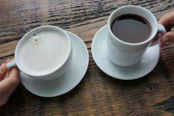 Two cups of hot brew in the morning