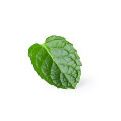 Mint leaves isolated over a white background.