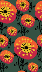 vector stylized modern seamless floral pattern scandinavian