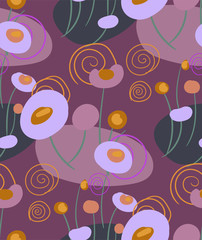 vector stylized modern seamless floral pattern scandinavian