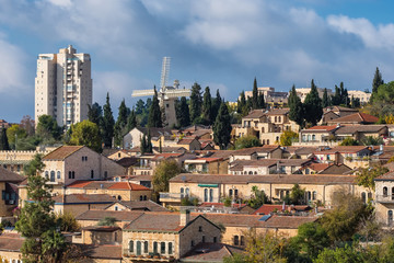 View of Yemin Moshe neighborhood in Jerusalem