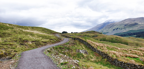 West Hiland Way Track, landscape between Loch Lomond and Bridge of Orchy, long distance hike - Scotland, UK