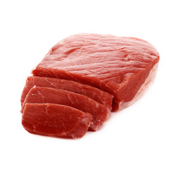  heap of steaks of beef isolated on white