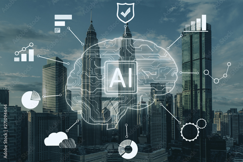 Poster artificial intelligence and smart concept