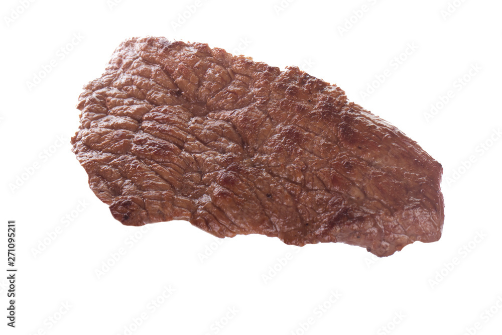 Wall mural roasted steak of beef isolated on white background