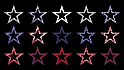Five-ends frame stars in the USA flag colors for the Independence Day