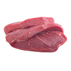  heap of steaks of beef isolated on white