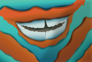 Abstract coral reef smile