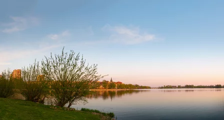 Foto op Canvas Spring panorama of Elk city from the shore of the lake. Masuria, Poland. © ysuel
